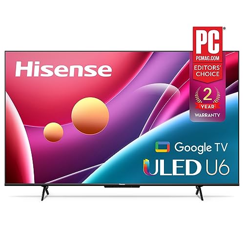 Hisense ULED 4K Premium 55U6H Quantum Dot QLED Series 55-Inch Smart Google TV, Dolby Vision Atmos, Voice Remote, Compatible with Alexa (2022 Model), Black