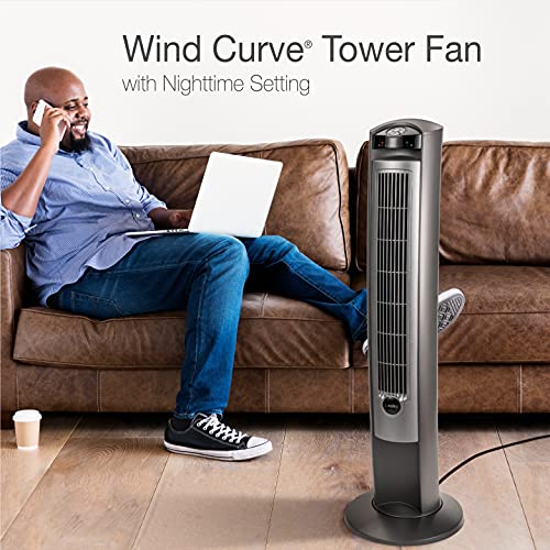 Lasko 1885 18" Cyclone Pedestal Fan with Remote Control, 18 inches White & Portable Electric 42" Oscillating Tower Fan with Nighttime Setting, Timer and Remote Control, Silver T42951