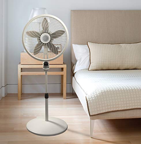 Lasko 1885 18" Cyclone Pedestal Fan with Remote Control, 18 inches White & Portable Electric 42" Oscillating Tower Fan with Nighttime Setting, Timer and Remote Control, Silver T42951