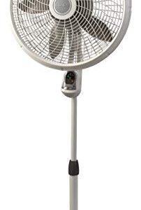 Lasko 1885 18" Cyclone Pedestal Fan with Remote Control, 18 inches White & Portable Electric 42" Oscillating Tower Fan with Nighttime Setting, Timer and Remote Control, Silver T42951