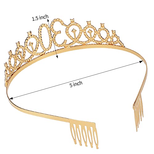 AOPRIE Birthday Crown for Women 30 Talk Thirty To Me Birthday Sash for Women Girls Gold Birthday Tiara 30th Birthday Gifts Her Him Decoration for Women Princess Crown Rhinestone Headband Happy Birthday Accessories