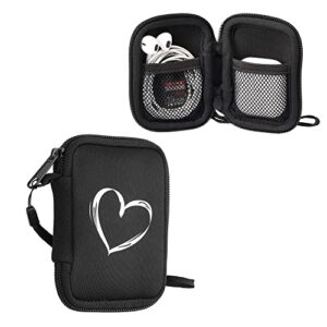 kwmobile neoprene case compatible with in-ear headphones - 2.3 x 3.5 inches (6 x 9 cm) case with zip - brushed heart