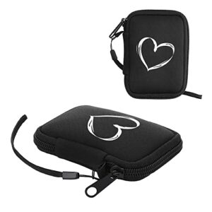 kwmobile Neoprene Case Compatible with in-Ear Headphones - 2.3 x 3.5 inches (6 x 9 cm) Case with Zip - Brushed Heart