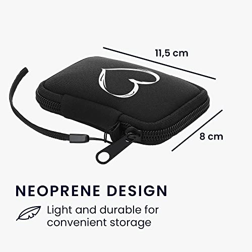 kwmobile Neoprene Case Compatible with in-Ear Headphones - 2.3 x 3.5 inches (6 x 9 cm) Case with Zip - Brushed Heart