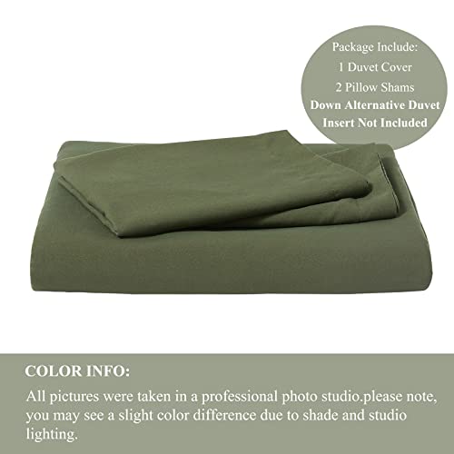 VClife Army Green Duvet Cover Queen Bedding Set Soft Washed Microfiber Forest Green Comforter Quilt Cover 3 Pieces Olive Green Duvet Cover with Zipper - 1 Queen Army Green Duvet Cover 2 Pillow Shams