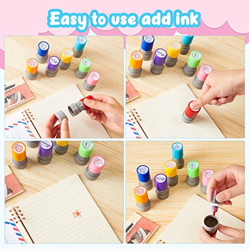 8 Pack Teacher Stamps Self Inking Teacher Stamp Set Picture Stamps for Teachers Motivation Teacher Stamps Colorful Supplies Stamps for Homework