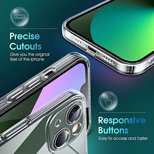 Supdeal Crystal Clear Case for iPhone 13 Mini, [Not Yellowing] [Camera Protection] [Military Grade Drop Tested] Transparent Shockproof Protective Phone Case Soft Silicone Slim Cover, 5.4", Transparent