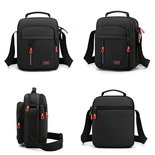 Men Bags Shoulder Crossbody Small Messenger Crossover Pouch Multiple Pockets Cross Body Handbag (Men's Shoulder Bags for Black)