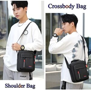 Men Bags Shoulder Crossbody Small Messenger Crossover Pouch Multiple Pockets Cross Body Handbag (Men's Shoulder Bags for Black)