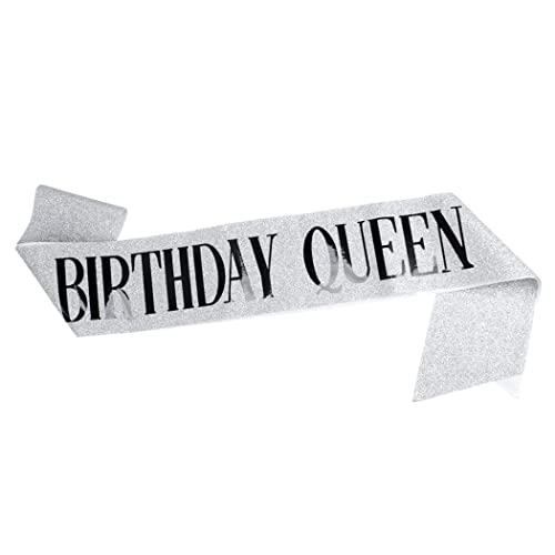 AOPRIE Birthday Crown for Women Birthday Queen Sash Silver Black Birthday Tiara for Women Princess Crown Rhinestone Happy Birthday Accessories Party Favor