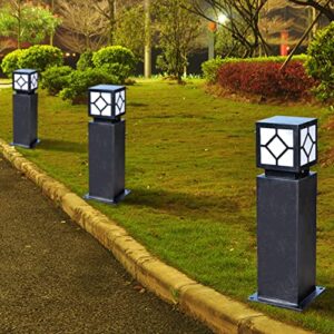 JSBDPHW Modern Simple E27 Pillar Lamp Iron Square Post Light Outdoor Waterproof Column Light Acrylic Lampshade Garden Garden Base Lamp Street Lamp Lawn Lamp