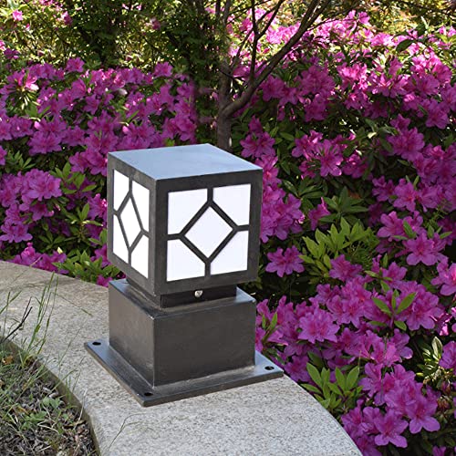 JSBDPHW Modern Simple E27 Pillar Lamp Iron Square Post Light Outdoor Waterproof Column Light Acrylic Lampshade Garden Garden Base Lamp Street Lamp Lawn Lamp