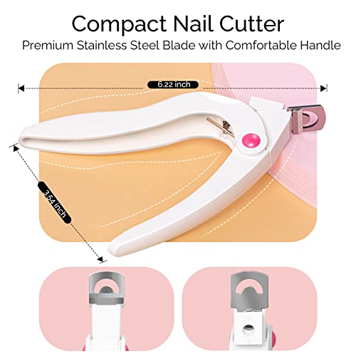 MelodySusie Nail Clippers for Acrylic Nails, White Adjustable Stainless Steel Acrylic Nail Clippers, Professional Rotary Nail Cutter for False Nail Tips, Manicure Nail Salon Tool