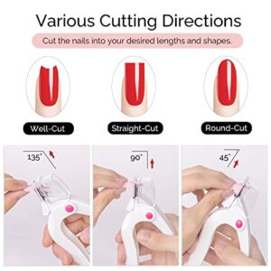 MelodySusie Nail Clippers for Acrylic Nails, White Adjustable Stainless Steel Acrylic Nail Clippers, Professional Rotary Nail Cutter for False Nail Tips, Manicure Nail Salon Tool