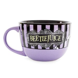 silver buffalo beetlejuice sandworm never trust the living ceramic soup mug | 24-ounce bowl for ice cream, cereal, oatmeal | large coffee cup for espresso, caffeine | tim burton and collectibles