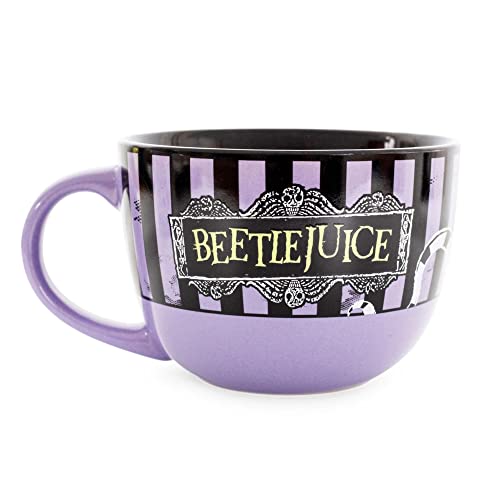 Silver Buffalo Beetlejuice Sandworm Never Trust The Living Ceramic Soup Mug | 24-Ounce Bowl for Ice Cream, Cereal, Oatmeal | Large Coffee Cup for Espresso, Caffeine | Tim Burton and Collectibles