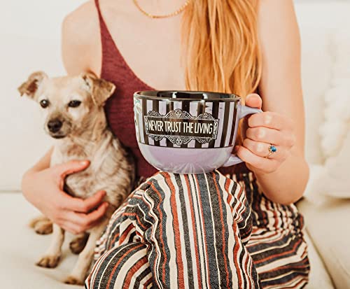 Silver Buffalo Beetlejuice Sandworm Never Trust The Living Ceramic Soup Mug | 24-Ounce Bowl for Ice Cream, Cereal, Oatmeal | Large Coffee Cup for Espresso, Caffeine | Tim Burton and Collectibles