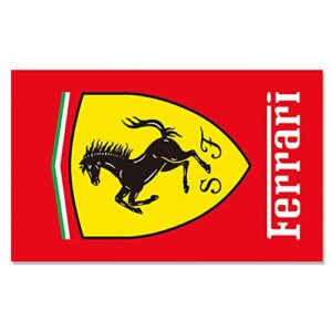 racing car decor flag for ferrari banner 3 ft x 5 ft polyester with 2 brass grommets vivid color hd printing exhibition, racing, car fans, porch, garage decoration (red)