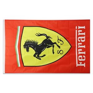 Racing Car Decor Flag for Ferrari Banner 3 ft x 5 ft Polyester with 2 Brass Grommets Vivid Color HD Printing Exhibition, Racing, Car Fans, Porch, Garage Decoration (Red)