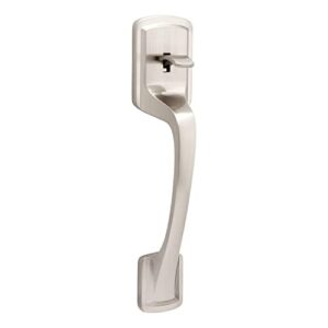 kwikset prague handle only w/pismo knob in satin nickel with microban