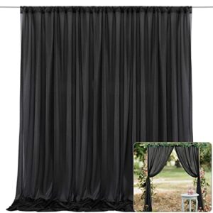 10ft×10ft black chiffon backdrop curtains for parties 2 panels 5×10ft sheer wrinkles free glimmer black drapes for backdrop curtain decorating birthday baptism baby shower wedding