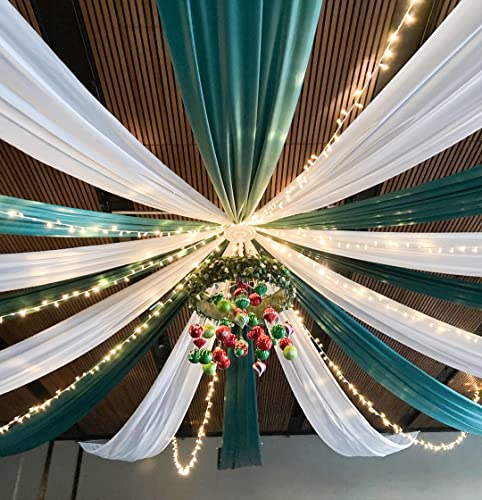 White Ceiling Drape for Wedding 5ft x 30ft Chiffon Arch Sheer Backdrop Curtain for Ceremony Reception Swag Parties Decorations