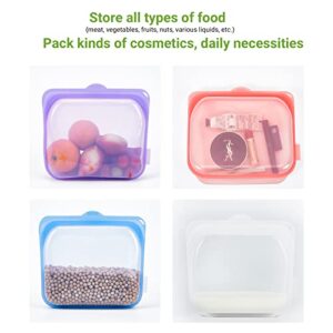 INKBIRD Reusable Silicone Bags for Food Storage Bundle 4-Pack, BPA Free Food Grade Meal Prep Food Storage Containers Set, for Lunch, Travel, Freezer, Oven, Microwave, Dishwasher Safe, Leakproof