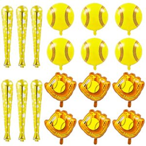 18 pcs softball foil balloons softball party decorations 18 inch ball 20 inch glove 30 inch bat balloons sports theme softball party favors softball birthday party supplies for gifts props
