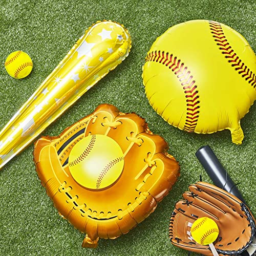 18 Pcs Softball Foil Balloons Softball Party Decorations 18 Inch Ball 20 Inch Glove 30 Inch Bat Balloons Sports Theme Softball Party Favors Softball Birthday Party Supplies for Gifts Props