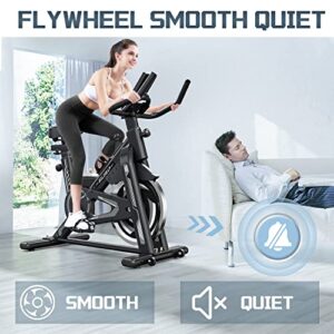 eulumap Exercise Bike - Stationary Indoor Cycling Bike for Home GYM with Tablet Holder and LCD Monitor,Silent Belt Drive,Comfortable seat and quiet flywheel(Grey)