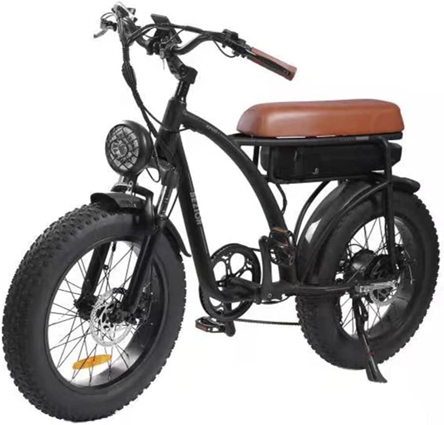 Bezior Electric Bike XF001 for Adults, 20" x 4.0 Fat Tire Electric Bicycle, UL Certified 1000w Motor 48V 12.5Ah Removable Lithium Battery, 28MPH Snow Beach Mountain E-Bike 7 Speed Gear Ebikes