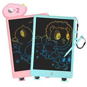 sixgo lcd writing tablet, 2 pack 10 inch colorful drawing pad for kids, reusable doodle board with erase button, educational gifts for 3 4 5 6 7 years old toddler boys girls (blue&pink)