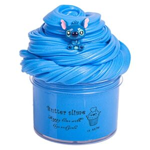 blue butter slime, non-sticky and glossy slime, stress relief scented slime toy for kids education, party favor and birthday gift(7oz 200ml)