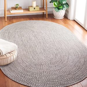safavieh braided collection area rug - 4' x 6' oval, grey & ivory, handmade farmhouse, ideal for high traffic areas in living room, bedroom (bra201f)