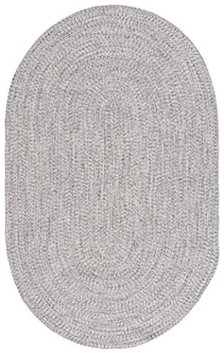 SAFAVIEH Braided Collection Area Rug - 4' x 6' Oval, Grey & Ivory, Handmade Farmhouse, Ideal for High Traffic Areas in Living Room, Bedroom (BRA201F)