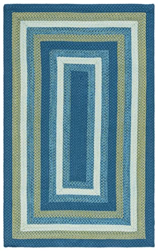 SAFAVIEH Braided Collection Accent Rug - 4' x 6', Aqua & Green, Handmade Farmhouse, Ideal for High Traffic Areas in Entryway, Living Room, Bedroom (BRA230J)