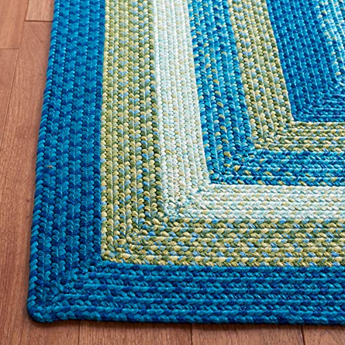 SAFAVIEH Braided Collection Accent Rug - 4' x 6', Aqua & Green, Handmade Farmhouse, Ideal for High Traffic Areas in Entryway, Living Room, Bedroom (BRA230J)