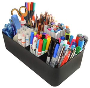enjoy organizer - 8 compartments diy dividers,large portable caddy, multi purpose,stackable, modern solution for school, office, desktop endless use of your choice -made in usa (black)