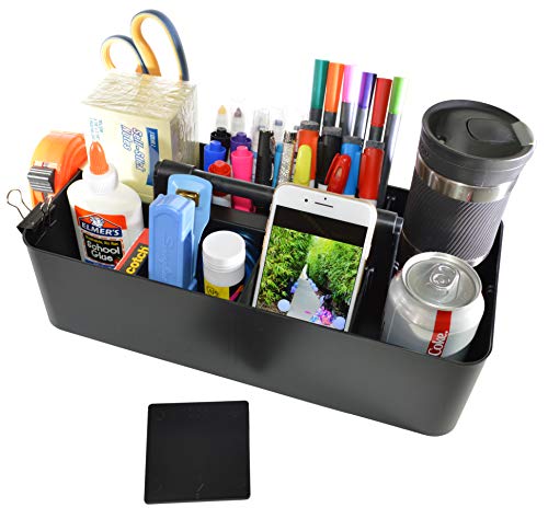 Enjoy Organizer - 8 Compartments DIY Dividers,Large Portable Caddy, Multi Purpose,Stackable, Modern Solution for School, office, Desktop Endless use of your Choice -MADE IN USA (Black)