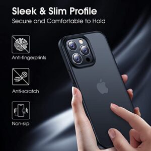 CASEKOO [SGS Tested] Newly Matte Shockproof Designed for iPhone 14 Pro Case [10FT Mil-Grade Protection] Anti-Fingerprints & Anti-Scratch Durable Translucent Back Anti-Slip Frame, Black