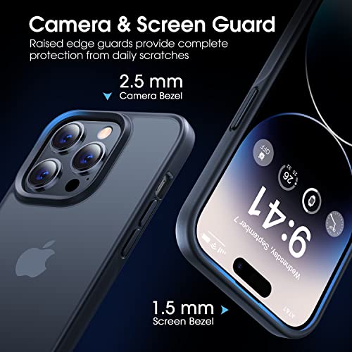 CASEKOO [SGS Tested] Newly Matte Shockproof Designed for iPhone 14 Pro Case [10FT Mil-Grade Protection] Anti-Fingerprints & Anti-Scratch Durable Translucent Back Anti-Slip Frame, Black