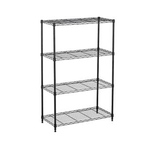 displays by jack 4 tier wire shelving unit storage rack, metal heavy duty utility organizers, organization units for products plant pantry, garage, durable shelf stand, black, 14" w x 30" l x 48" h