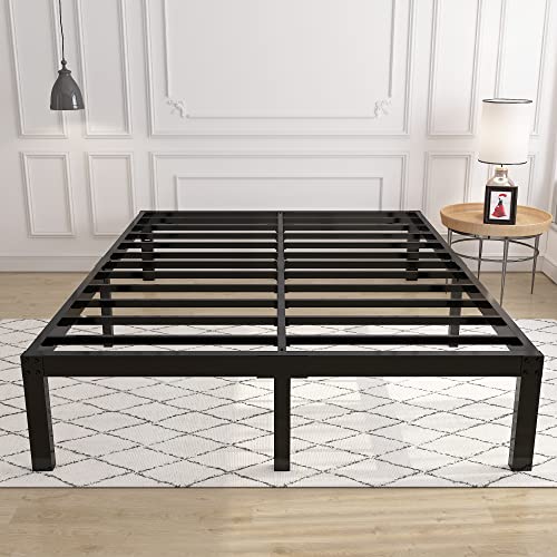 yookare 14 Inch 4000lbs Heavy Duty Support Basic Bed Frame/Mattress Foundation/Box Spring Replacement/Steel Slat Platform/Easy to Assemble/with Storage/Noise Free, Queen