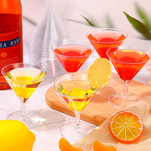 100 Packs Clear Plastic Martini Glasses 2oz Disposable Cocktail Glasses Mini Dessert Cups Shooter Shot Glasses for Parties Wedding Events, Cocktails Parties