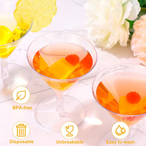 100 Packs Clear Plastic Martini Glasses 2oz Disposable Cocktail Glasses Mini Dessert Cups Shooter Shot Glasses for Parties Wedding Events, Cocktails Parties