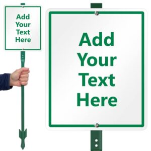 smartsign 12 x 10 inch custom yard sign with 3 foot stake - add your text, 40 mil laminated rustproof aluminum, choose your color, set of 1