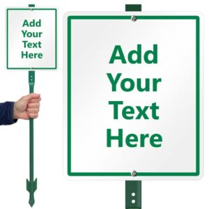 SmartSign 12 x 10 inch Custom Yard Sign with 3 foot Stake - Add Your Text, 40 mil Laminated Rustproof Aluminum, Choose Your Color, Set of 1