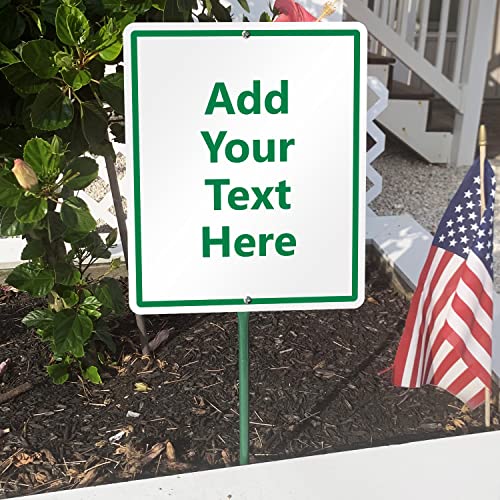 SmartSign 12 x 10 inch Custom Yard Sign with 3 foot Stake - Add Your Text, 40 mil Laminated Rustproof Aluminum, Choose Your Color, Set of 1