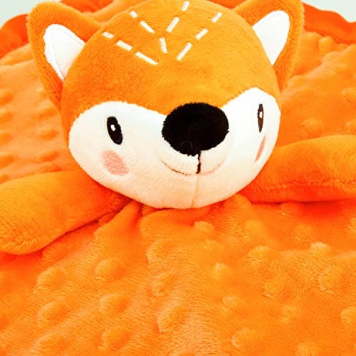 BEILIMU Fox Lovie for Babies Security Blanket Soft Minky Dot Fabric with Silky Satin Backing Baby Snuggle Toy Animal Baby Blanket for Infant and Toddler Orange 14 Inch