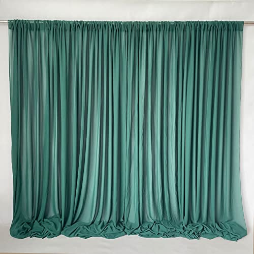 EHLDekol Sheer Chiffon Backdrop Curtains 10ft x 10ft，Chiffon Fabric Drapes for Wedding, Long Sheer Curtain for Living Room, Arch Party Stage Decoration (Emerald Green, 120 x 120 Inch)